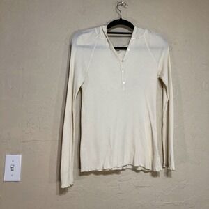 Splendid Womens Jacket Large White Thermal Long Sleeve Hoodie L